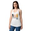 Camiseta de gatos para mujer PIEDRA, PAPEL, MUERTE SEGURA en color blanco, sobre modelo