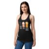 Camiseta de gatos para mujer PIEDRA, PAPEL, MUERTE SEGURA en color negro, sobre modelo