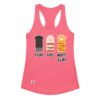 Camiseta de gatos para mujer PIEDRA, PAPEL, MUERTE SEGURA en color rosa eléctrico, vista plana