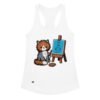 Camiseta de gatos para mujer GATO PINTOR en color blanco, vista plana