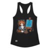 Camiseta de gatos para mujer GATO PINTOR en color negro, vista plana