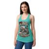 Camiseta de gatos para mujer EL PORTÁTIL YA NO ES TUYO en color azul tahití, sobre modelo