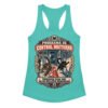 Camiseta de gatos para mujer PROGRAMA DE CONTROL NOCTURNO en color azul tahití, vista plana