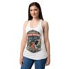 Camiseta de gatos para mujer PROGRAMA DE CONTROL NOCTURNO en color blanco, sobre modelo