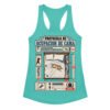 Camiseta de gatos para mujer PROTOCOLO DE OCUPACIÓN DE CAMA en color azul tahití, vista plana