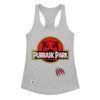 Camiseta de gatos para mujer PURRASIC PARK en color gris jaspeado, vista plana