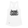 Camiseta de gatos para mujer PUTOS GATOS OFICIAL en color blanco, vista plana