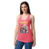Camiseta de gatos para mujer REGRESO AL VETERINARIO en color rosa eléctrico, sobre modelo