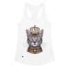 Camiseta de gatos para mujer GATO REY en color blanco, vista plana