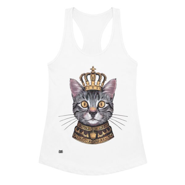 Camiseta de gatos para mujer GATO REY en color blanco, vista plana