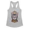 Camiseta de gatos para mujer GATO REY en color gris jaspeado, vista plana