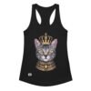 Camiseta de gatos para mujer GATO REY en color negro, vista plana