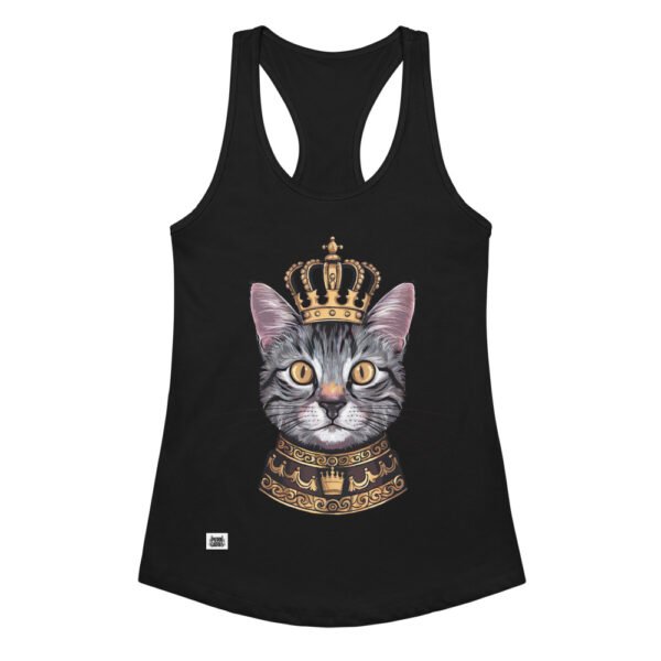 Camiseta de gatos para mujer GATO REY en color negro, vista plana