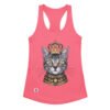 Camiseta de gatos para mujer GATO REY en color rosa eléctrico, vista plana