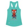Camiseta de gatos para mujer SPIDER-CAT en color azul tahití, vista plana
