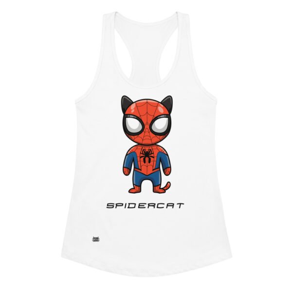 Camiseta de gatos para mujer SPIDER-CAT en color blanco, vista plana
