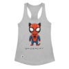 Camiseta de gatos para mujer SPIDER-CAT en color gris jaspeado, vista plana