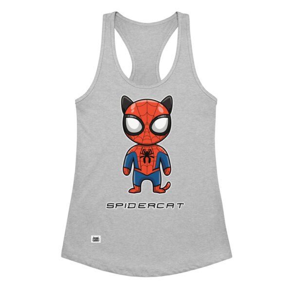 Camiseta de gatos para mujer SPIDER-CAT en color gris jaspeado, vista plana