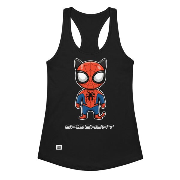 Camiseta de gatos para mujer SPIDER-CAT en color negro, vista plana