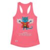 Camiseta de gatos para mujer GATO STRANGE en color rosa eléctrico, vista plana