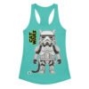 Camiseta de gatos para mujer GATO SOLDADO IMPERIAL en color azul tahití, vista plana