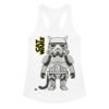 Camiseta de gatos para mujer GATO SOLDADO IMPERIAL en color blanco, vista plana