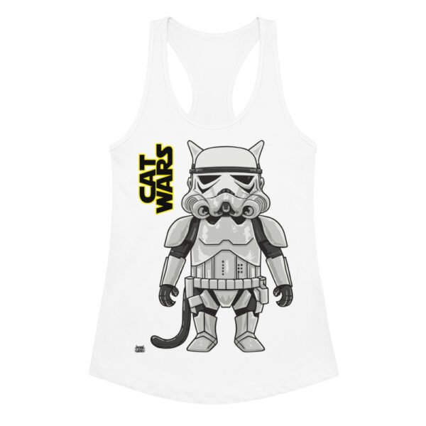 Camiseta de gatos para mujer GATO SOLDADO IMPERIAL en color blanco, vista plana