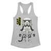 Camiseta de gatos para mujer GATO SOLDADO IMPERIAL en color gris jaspeado, vista plana