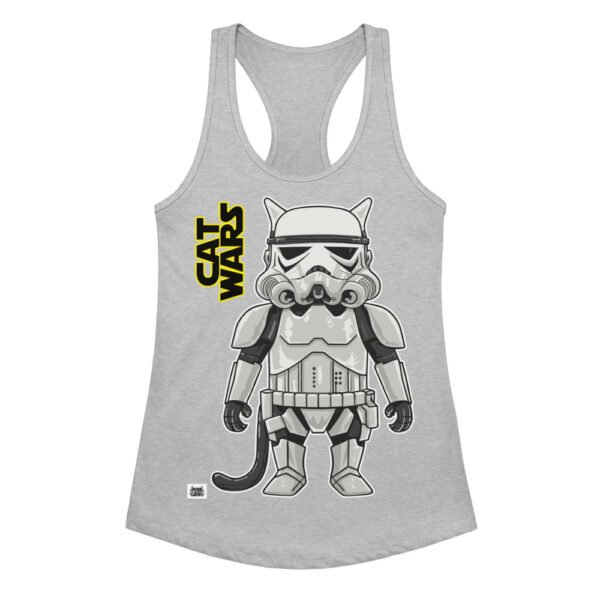 Camiseta de gatos para mujer GATO SOLDADO IMPERIAL en color gris jaspeado, vista plana