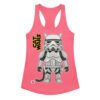 Camiseta de gatos para mujer GATO SOLDADO IMPERIAL en color rosa eléctrico, vista plana