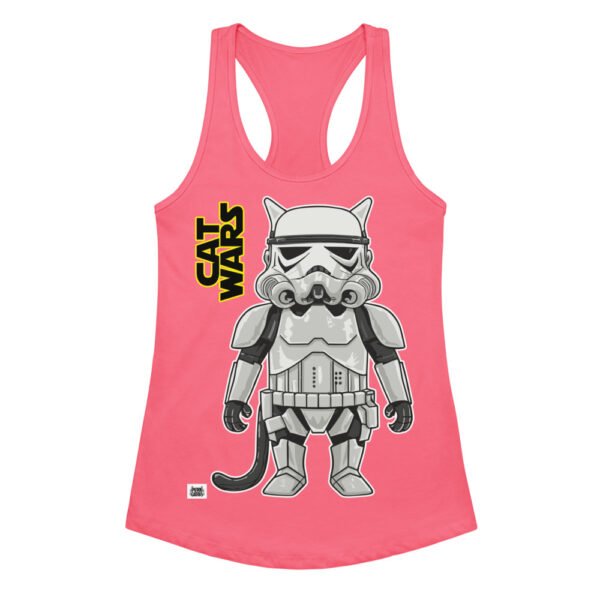 Camiseta de gatos para mujer GATO SOLDADO IMPERIAL en color rosa eléctrico, vista plana