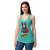 Camiseta de gatos para mujer SUPERCAT en color azul tahití, sobre modelo