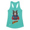 Camiseta de gatos para mujer SUPERCAT en color azul tahití, vista plana