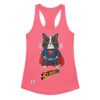 Camiseta de gatos para mujer SUPERCAT en color rosa eléctrico, vista plana