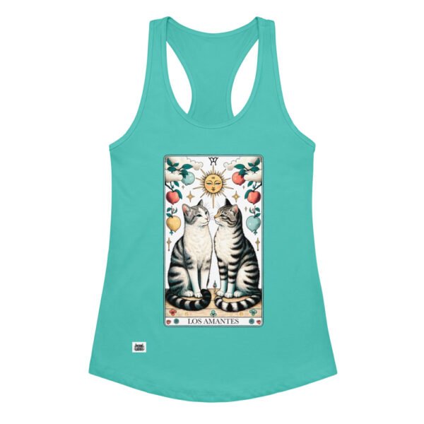 Camiseta de gatos para mujer LE GATOT · LOS AMANTES en color azul tahití, vista plana