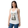Camiseta de gatos para mujer LE GATOT · LOS AMANTES en color blanco, sobre modelo
