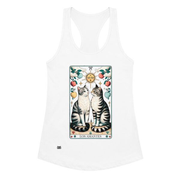 Camiseta de gatos para mujer LE GATOT · LOS AMANTES en color blanco, vista plana