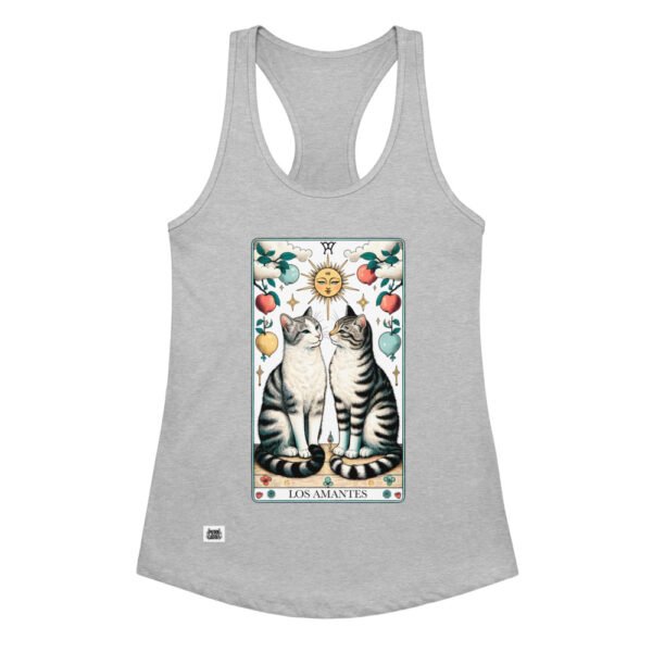 Camiseta de gatos para mujer LE GATOT · LOS AMANTES en color gris jaspeado, vista plana
