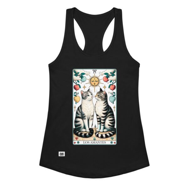 Camiseta de gatos para mujer LE GATOT · LOS AMANTES en color negro, vista plana