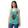 Camiseta de gatos para mujer TE KILL YOU LA VIDA en color azul tahití, sobre modelo