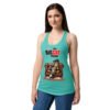 Camiseta de gatos para mujer THE BIG CAT THEORY en color azul tahití, sobre modelo