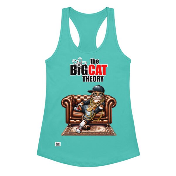 Camiseta de gatos para mujer THE BIG CAT THEORY en color azul tahití, vista plana