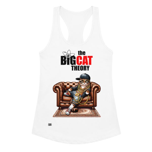 Camiseta de gatos para mujer THE BIG CAT THEORY en color blanco, vista plana