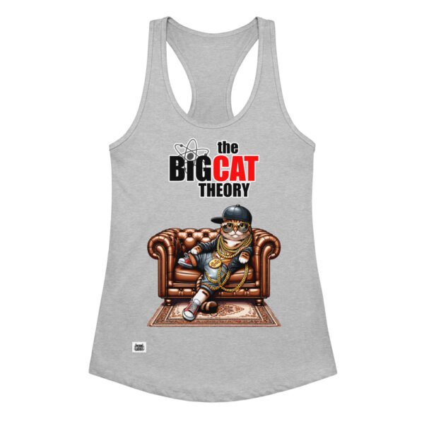 Camiseta de gatos para mujer THE BIG CAT THEORY en color gris jaspeado, vista plana