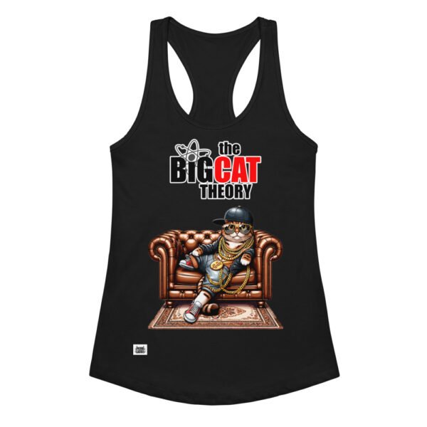 Camiseta de gatos para mujer THE BIG CAT THEORY en color negro, vista plana