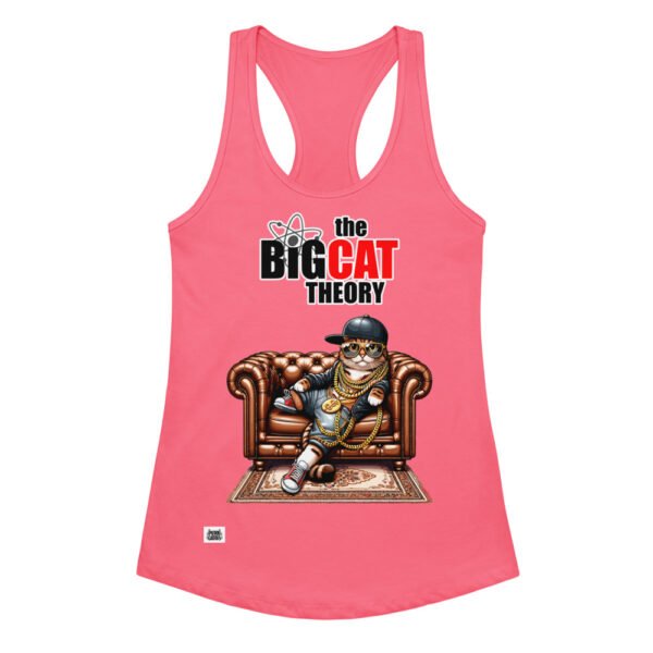 Camiseta de gatos para mujer THE BIG CAT THEORY en color rosa eléctrico, vista plana