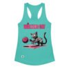 Camiseta de gatos para mujer THE WALKING CAT en color azul tahití, vista plana