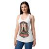 Camiseta de gatos para mujer TODA PUERTA CERRADA ES UNA OFENSA en color blanco, sobre modelo