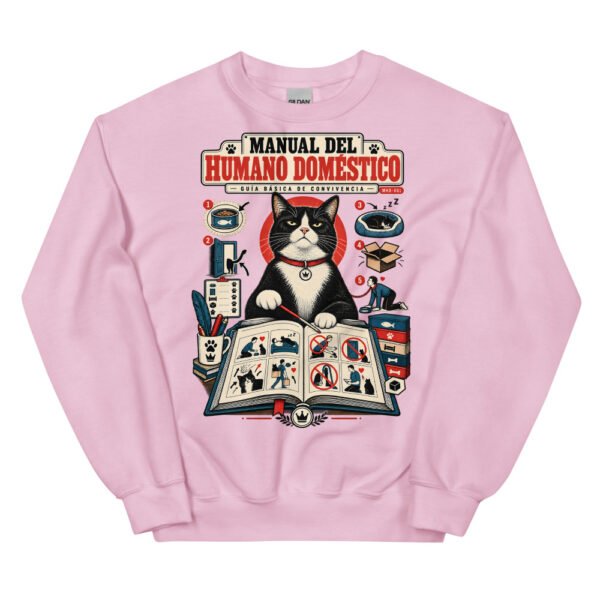 Sudadera de gatos «Guía de convivencia» — diseño MHD-001 de la serie Manual del Humano Doméstico en color Rosa claro
