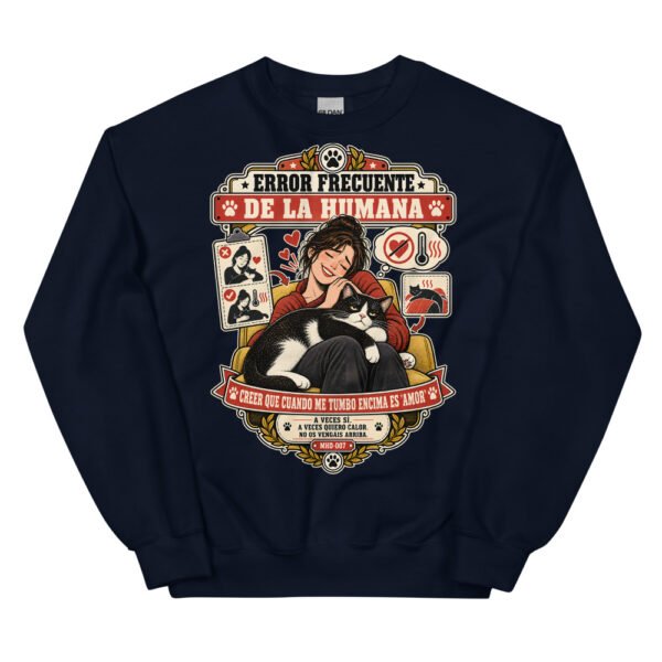 Sudadera de gatos «Calor no es amor» — diseño MHD-007 de la serie Manual del Humano Doméstico en color Marino